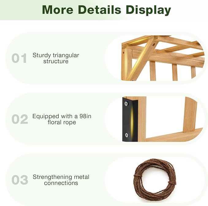 Aoxun 36" Raised Garden Bed with Trellis, Wood Planter Container with Hanging Roof & Garden Boxes for Climbing Plants Flowers Vine (1 piece)