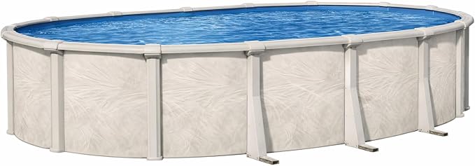 Lake Effect Pools 'Fallston' 15 ft x 24 ft Oval Above Ground Swimming Pool | 52 Inch Resin Protected Steel Sided Walls | Bundle Includes: 25 Gauge Overlap Liner & Widemouth Skimmer