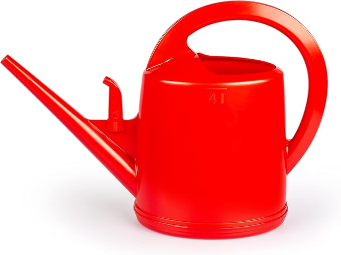 Consolidated Plastics Durable Swiss Watering Can with UV Protection, Ergonomic Handle for Indoor/Outdoor Gardening, Made in Switzerland (4 Liter, Red)