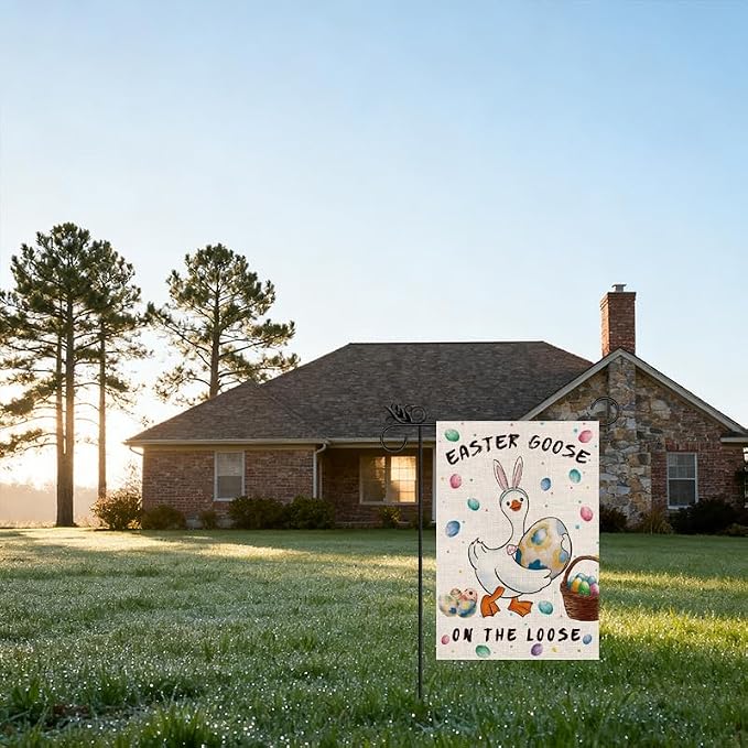 Seasonal Garden Flags - Funny Goose Double Sided Flags Set of 11 Holiday Farmhouse Indoor Halloween Christams Gifts Outdoor Yard Lawn Decorations 12.5x18 Inch