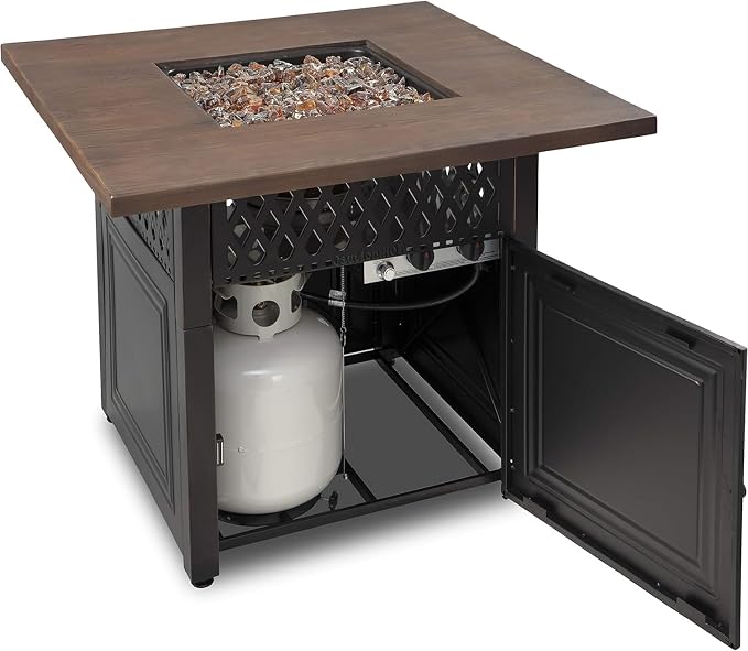 DualHeat by Endless Summer, The Donovan, 38" Square Propane Gas Outdoor Fire Pit Plus Patio Heater