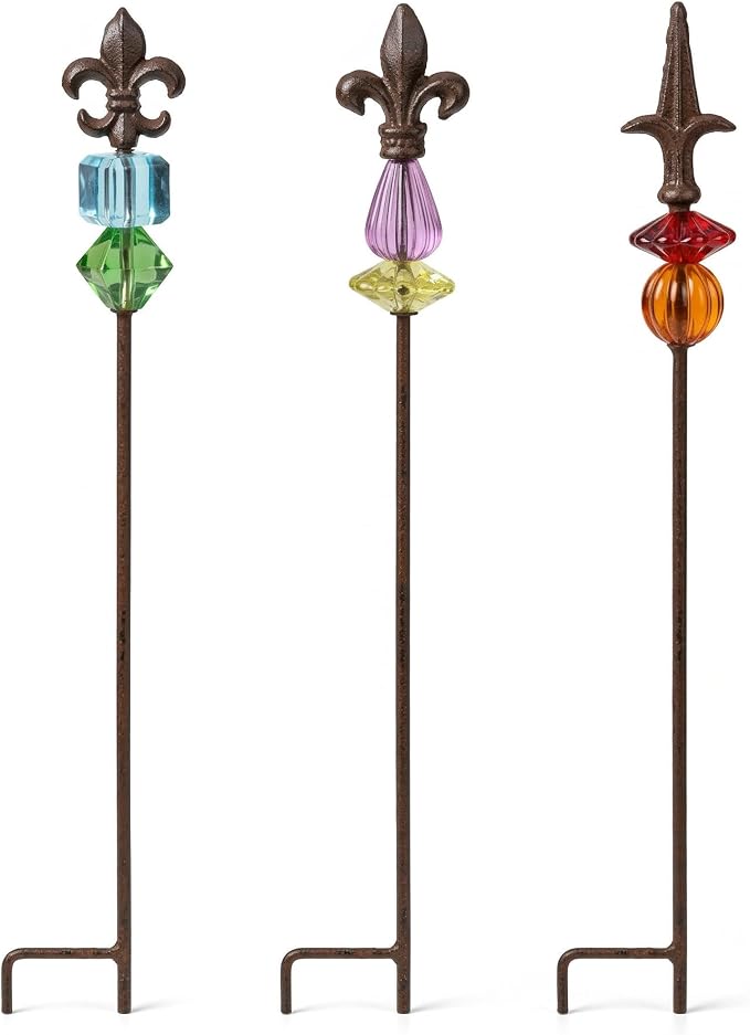 Garden Stake Outdoor Metal Garden Stake Plant Pick Cute Metal Stick Art Ornament Decor for Lawn Yard Patio,3PCS, 25" H Magic Wand