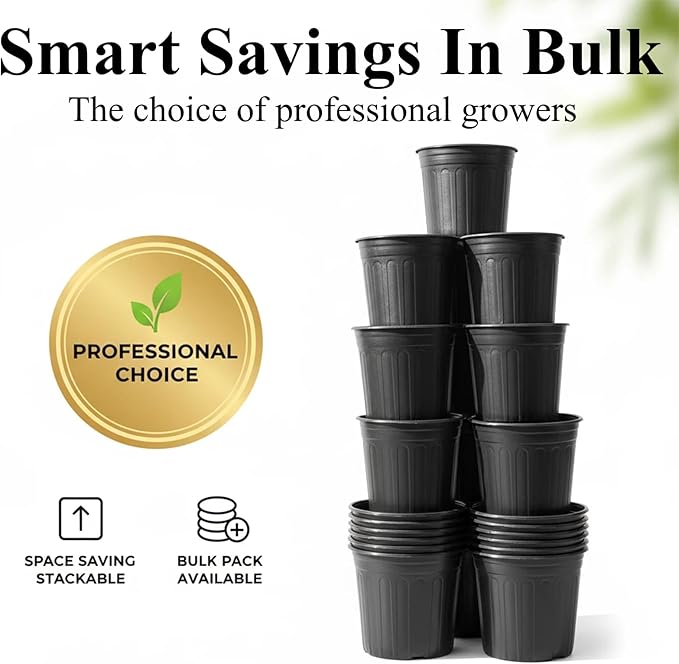 50 Pack 3 Gallon Flexible Plant Nursery Pots Plastic Seedling Starting Pots with Drainage Holes Soft Flower Pots Plant Container with Plant Labels, Black