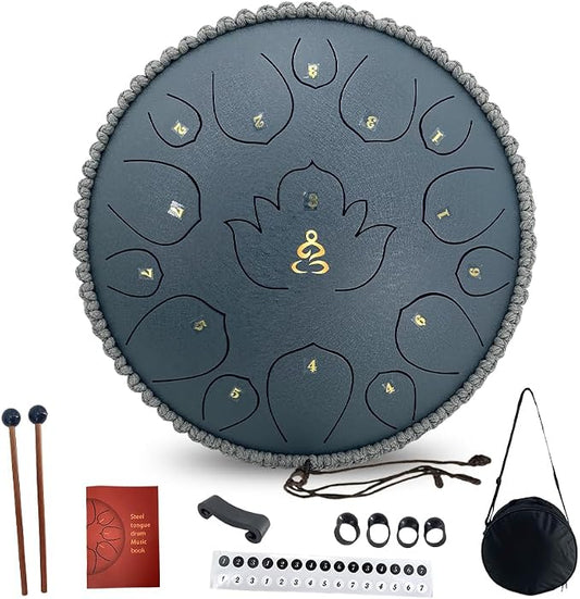 13 Inches 15 Notes Steel Tongue Drum,Rain Chime Hand pan with Mallets & Carry Bag Musical Instrument Garden Rain Drum for Adults,Friends
