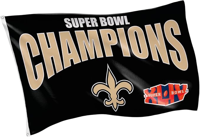 Team Sports America NFL New Orleans Saints Multi-Win Superbowl Champions 3x5 Flag for Outside with Grommets | Outdoor & Indoor | Heavy Duty Flag & Banner | Works with Flag Pole for Outside House