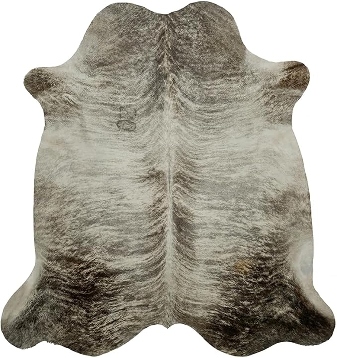 Light Brindle Cow Hide Rug 5x7 ft, Genuine Hair on Hide | Real cowhide rug, light tan and honey brindle stripes. Cow skin layering rug for living room, bedroom or entryway