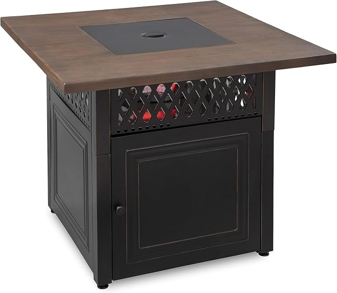 DualHeat by Endless Summer, The Donovan, 38" Square Propane Gas Outdoor Fire Pit Plus Patio Heater