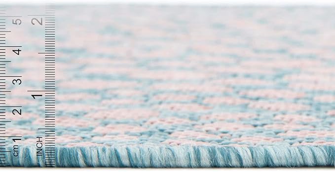 Unique Loom Jill Zarin Jill Zarin Outdoor Collection Area Rug - Cape Town (2' 2" x 3' 1" Rectangle, Pink and Aqua/Light Blue)
