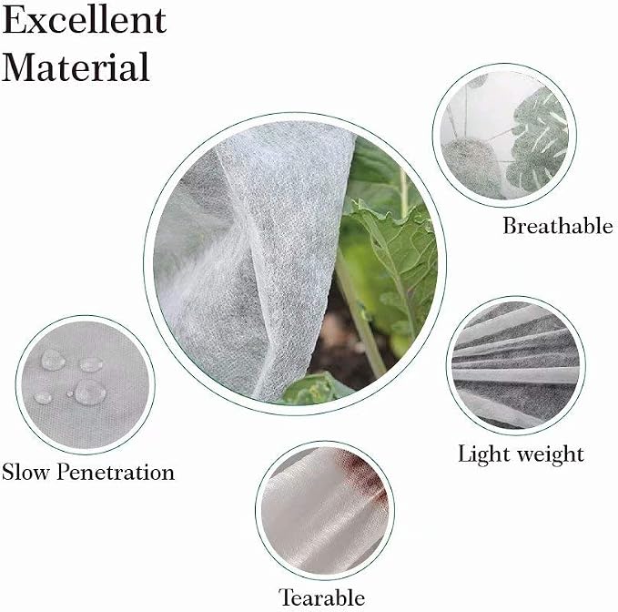 Agfabric Plant Covers Freeze Protection H32''xW32'' 0.95oz Plant Frost Protection Covers Plant Protection Winter Cover Drawstring Bags Cold Frost Season Extension Blanket,White