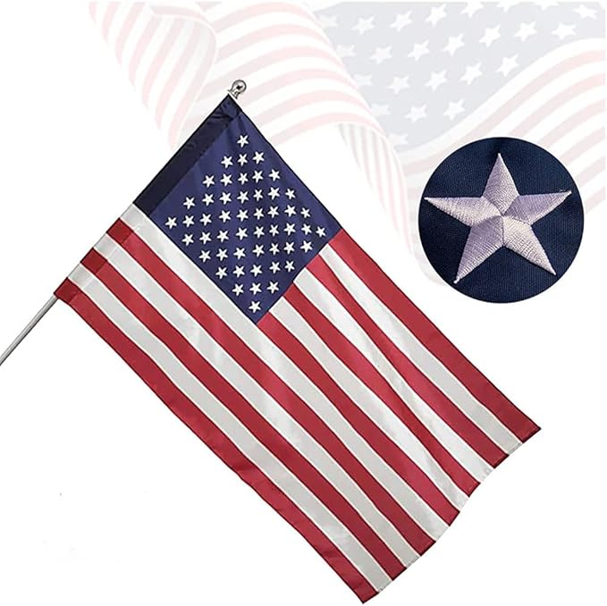 American Flag Pole Sleeve 1x1.5 Ft Banner Style,UV Protected,Heavy Duty Durable Nylon USA US Outdoor Outside Flags Embroidered Stars,Sewn Stripes(Pole NOT Included)