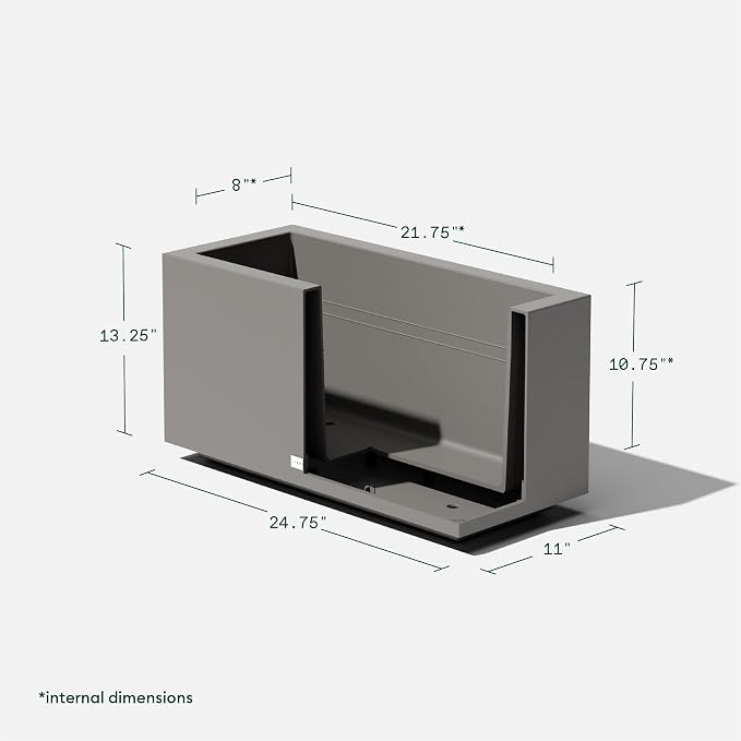 Veradek Block Series Long Box Planter - Large Rectangular Planter for Indoor or Outdoor Patio/Porch | Durable All-Weather Use with Drainage Holes | Modern Décor for Tall Plants, Flowers or Shrubs