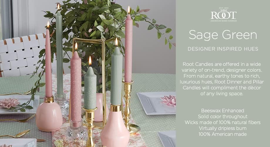 Root Candles Unscented Pillar Candles Beeswax Enhanced Textured Timberline™ Pillar Candle, 3 x 3-Inch, Sage Green - Image 2