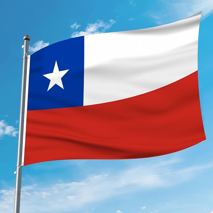 AhfuLife Chile Flag 3x5 Ft 2 Pcs, Large Chilean National Flags for Outside - Double Side with Brass Eyelets for Chilean Party Decorations, Soccer Party Bar Garden Decoration Indoor Outdoor