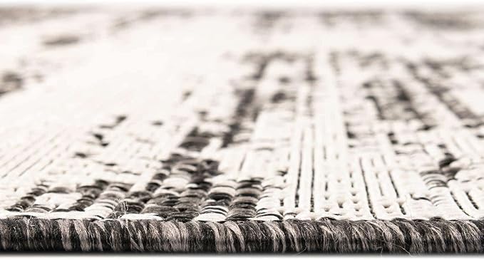 Unique Loom Outdoor Modern Collection Area Rug - Cartago (4' 1" x 6' 1" Rectangle, Charcoal/ Ivory)