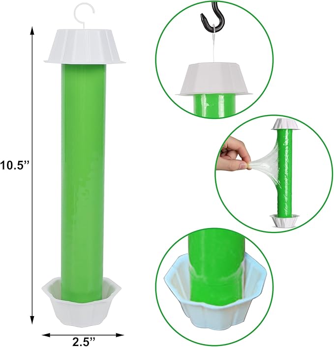 Fly Stick Sticky Fly Traps for Indoors Outdoor 12pk, Sticky Hanging Fly Stick, Flying Insect Trap, wasp Trap (Green 12PCS)