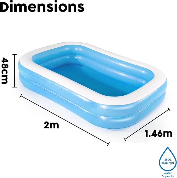 Bestway Toys Domestic Blue Rectangular Family Pool, 105.91 * 69.60 * 20.08