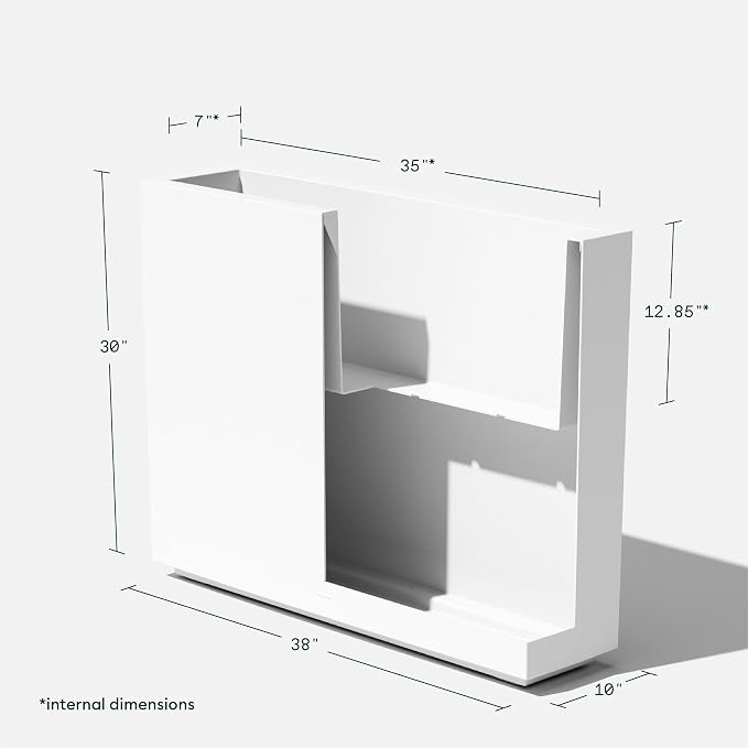 Veradek Span Plastic Box Series Planter - Tall Rectangular, White, All-Weather Resistant, Removable Insert Bucket, Modern Design, Indoor/Outdoor Use