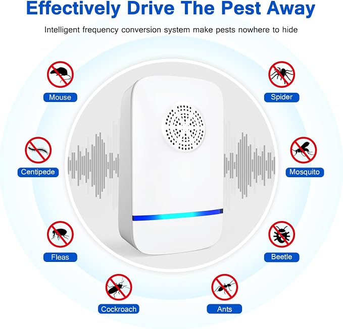 2026 Upgrade Ultrasonic Pest Repeller - Electronic Pest Control Plug in Indoor for Mice, Rats, Roaches, Spiders, Ants, Bugs, Mosquitoes - Human & Pet Safe (6 Pack)