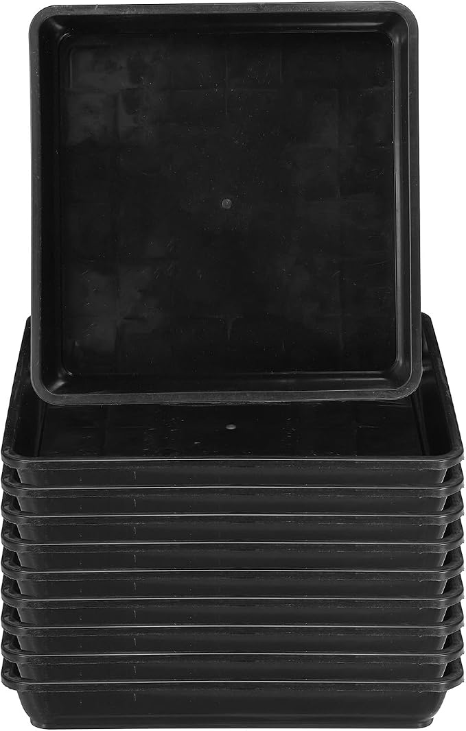 PATIKIL Plant Saucer Tray, 10 Pack 7 Inch Plastic Square Plant Saucer Flower Planter Drip Tray for Indoors Outdoors Patio Balcony, Black