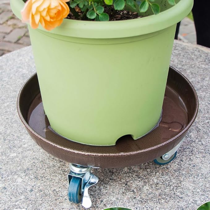 10" Heavy Duty Plant Dolly with Wheels, 160lbs Metal Rolling Plant Stand with Casters, Round Wheeled Planter Caddy Roller Base Carry Potted Tree Flower Pot for Indoor Outdoor Garden, 2 Pack, Bronze