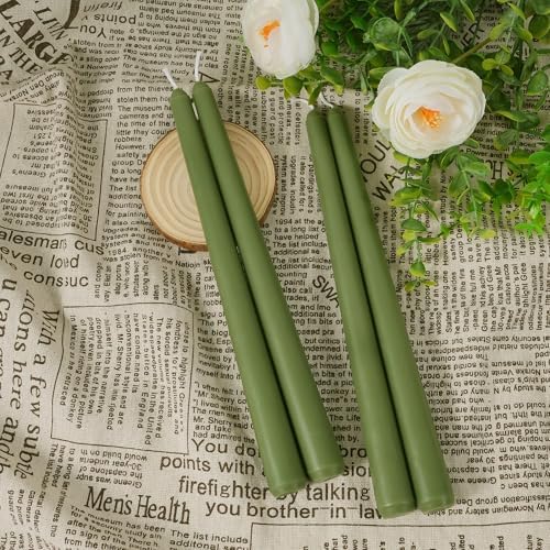 Viyffo Taper Candles, 10 Inch, 12 Pack, Olive Glow – Unscented, Smokeless - Image 2