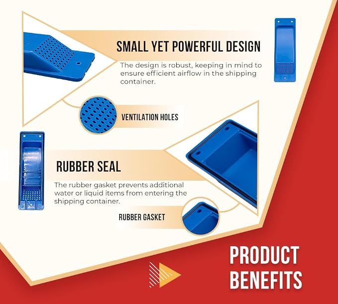 Mytee Products Shipping Container Air Vent 2 Pack - Cross Flow Ventilation for Shipping Container - ABS Plastic Air Vent with Rubber Seal & Water Protection - Shipping Containers Accessories (Blue)