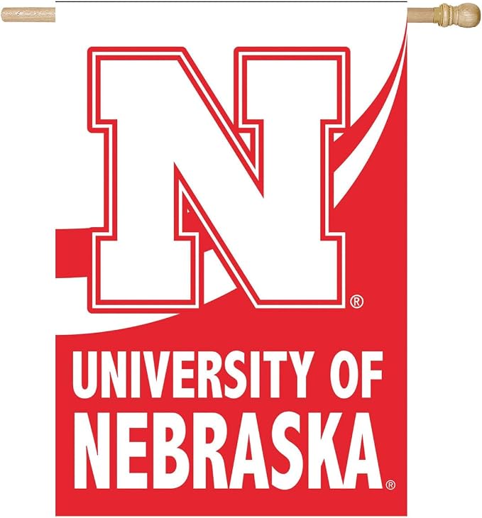 Team Sports America NCAA University of Nebraska House Flag, 28 x 44, Double Sided Garden Flags for Outside, Outdoor College Flags & Banners for Garden Patio, Indoor Wall Decor Flag for Room