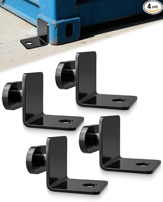 4 Pack Shipping Container Anchors, Heavy Duty Side Twist Lock Tie Downs for Cement or Rock Floors, Container Lock Down Bracket, Black Powder Coated Steel
