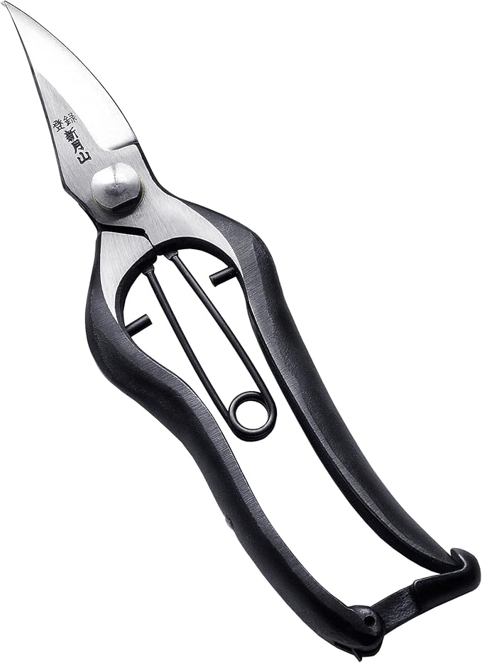 Japanese Pruning Shears for Gardening 7”, Professional All Purpose Bypass Pruners, Hand Forged Japanese Carbon Steel Blade, Spring Loaded Handle, Made in Japan