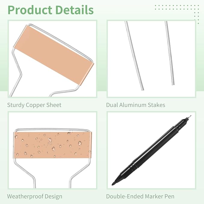 80 PCS Metal Garden Tags Plant Labels for Garden Waterproof Plant Markers with 2 Permanent Pen, High Copper Plate Plant Labels,Coppers Plant Tags for Flowers, Vegetables, Seedlings, Seed (80PCS)