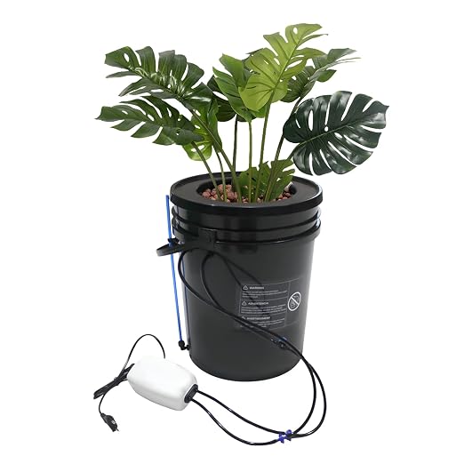 Hydroponics Growing System Kit 5-Gallon Deep Water Culture Recirculating Drip Grow System Indoor Garden Grow System with Hose, Air Pump, and Air Stone (1 Bucket + Drip Irrigation)