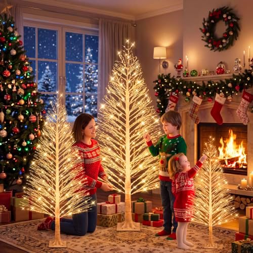3 Pack 3ft/4ft/5ft-400led/600led/900led Christmas Lighted Birch Tree - Image 5