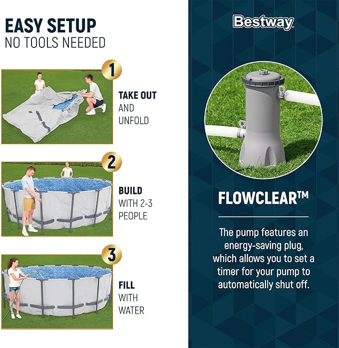 Bestway 2 Pack Steel Pro MAX Above Ground Pool Set, 14 Foot x 48 Inch Round Metal Frame, Outdoor Swimming Pool with 1,000 Filter Pump, Ladder, Cover