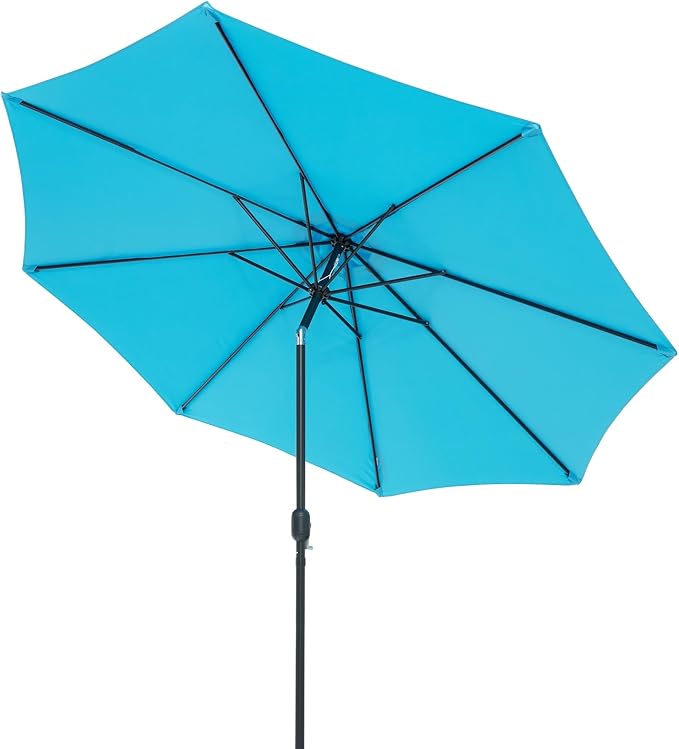 Giantex 10ft Outdoor Patio Umbrella, Market Table Umbrella with Tilt Adjustment and Crank, 180G Polyester, Garden Canopy for Deck Backyard Pool Indoor Outdoor (Blue)