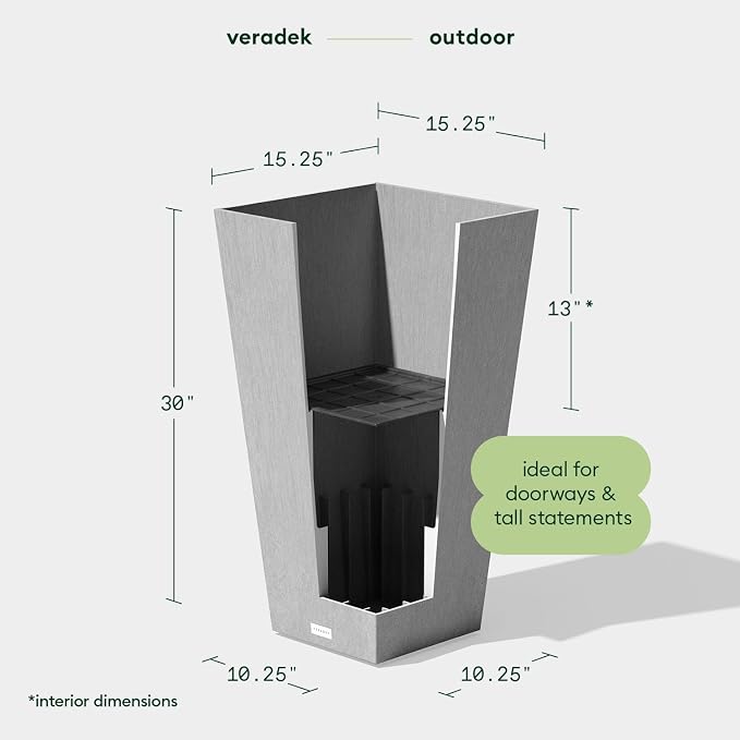 Veradek V-Resin Indoor/Outdoor Taper Planter, Set of 2 (30 inch, Grey)