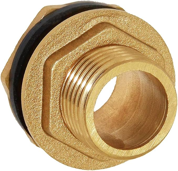 Joywayus 1/2" Male Thread Soild Brass Water Tank Connector Bulkhead Tank Fitting With Rubber Ring Stablizing