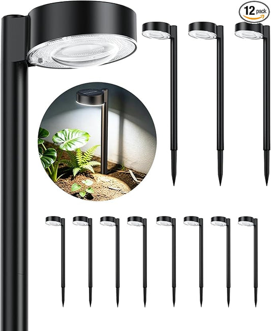 ELECLINK 12 Pack Solar Pathway Lights Outdoor, Solar Powered Landscape Path Light with Larger LED Lens, Brighter Up to 12 Hrs Waterproof Outdoor Solar Light for Yard Garden Walkway Driveway Sidewalk
