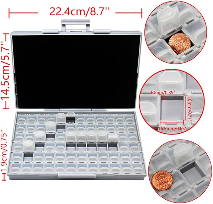 AideTek BOX-ALL 72 empty Enclosure box SMT SMT components Organizer Labels