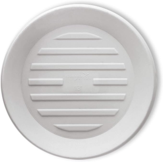 Crescent Garden Universal Round Planter Saucer, Durable Drainage Dish for Plant Pots, Heavy-Duty Plant Dishes Saucer, Indoor & Outdoor Plant Trays - Cloud White (8.5 inch Inner, 11 inch Outer)