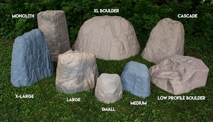 EMSCO Landscape Rock Cover – Natural Rock – Extra Large – Decorative Artificial Rock for Concealing Utility Fixtures, Pipes, Valves & Landscape Equipment | Natural Rock, Extra Large Size, Decorative Landscape Rock Cover, Covers Well Pumps, Sprinkler Va...