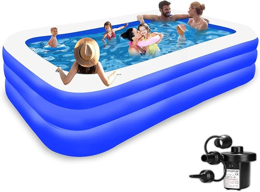 Inflatable Pool for Kids and Adults - Kiddie Pool Inflatable Swimming Pool for Kids Pools for Backyard Blow Up Pool 120" X 72" X 22" Air Pump Kids Pool Family Pool, Toddlers, Lounge Water Play Party