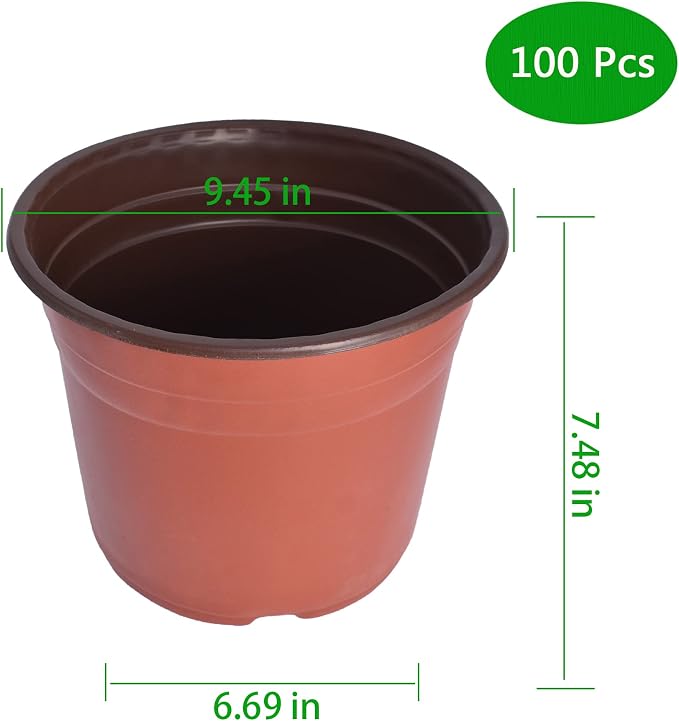 HOSTIC 9.4 Inch Nursery Pot Seedling Pot Plant Container Seed Starting Pots Multipurpose Plastic Pots 100 Packs