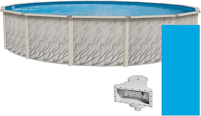 Lake Effect Pools 'Meadows Reprieve' 24' Round Above Ground Swimming Pool | 52" Inch Height | Resin Protected Steel Sided Walls | a Solid Blue Overlap Pool Liner and Widemouth Skimmer
