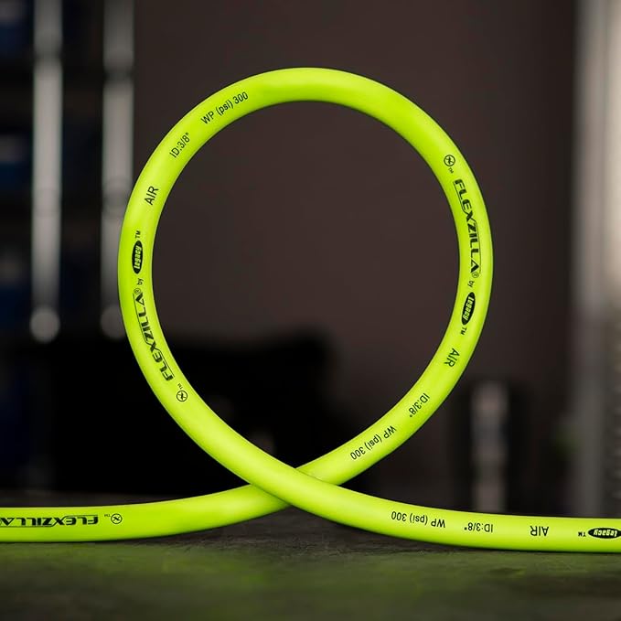 Flexzilla Air Compressor Hose, 3/8 in. x 50 ft., 1/4 in. MNPT Fittings, No-Kink, All Weather, Lightweight, Premium Hybrid Polymer, 300 PSI, ZillaGreen
