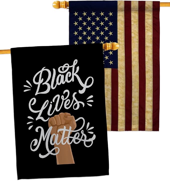 Stop Racism Wall Decor American Flag Banner Pack Patio Lawn Garden Patriotic Outdoor Decorations Indoor Tapestry Yard Sign Black History Month BLM African Americans Heritage Made in USA