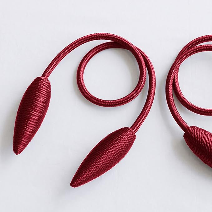 Valea Home 2 Pieces Christmas Curtain Tiebacks Clips Creative Window Drape Twist Tie Backs European Style Custom Made Curtain Holders Decorative Draperies Holdbacks, Burgundy