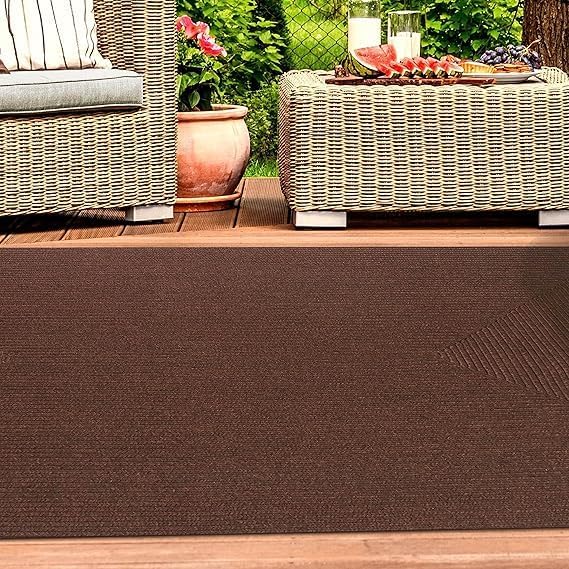 Superior Indoor/ Outdoor Area Rug, Reversible Braided Home Floor Decor for Living Room, Kitchen, Entryway, Patio, Front Porch, Deck, Modern, Boho, Farmhouse Style, 6' x 9', Cocoa