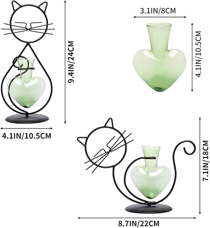 Plant Terrarium Plant Propagation Station Cat Lover Gifts for Women | Plant Lovers Home Office Decor Cat Desk Accessories
