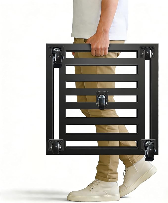LUBORN Plant Caddy with Wheels, 20'' Heavy Duty Large Metal Rolling Plant Stand with Lockable Caster, Square Plant Dolly Rust-Proof for Large Planters, Holds up 650 Lbs, 1 Pack