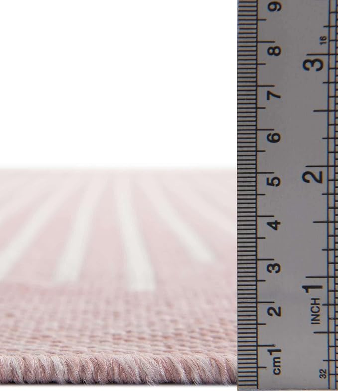 Unique Loom Outdoor Modern Collection Area Rug - Tambor (6' 1" x 9' Rectangle, Pink/ Ivory)